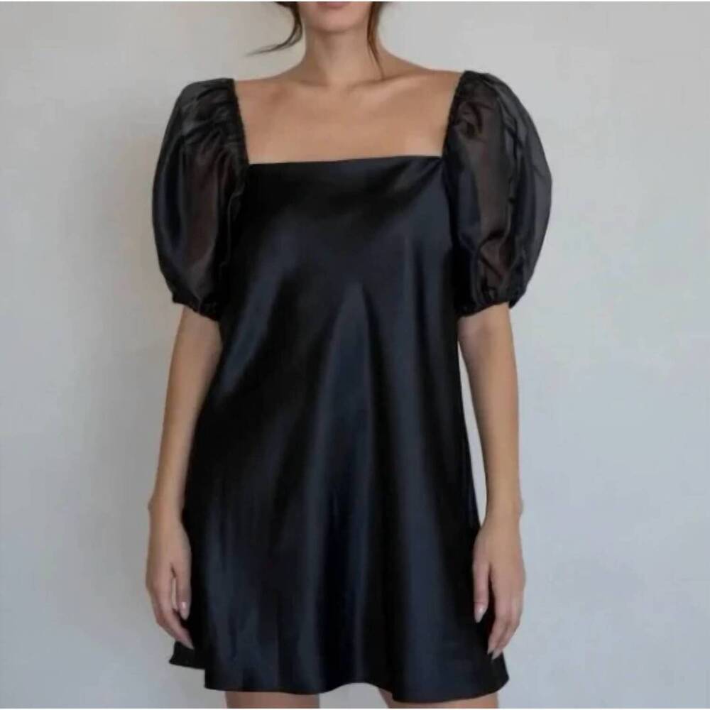 NEW THINGS BETWEEN olivia satin mini dress in black